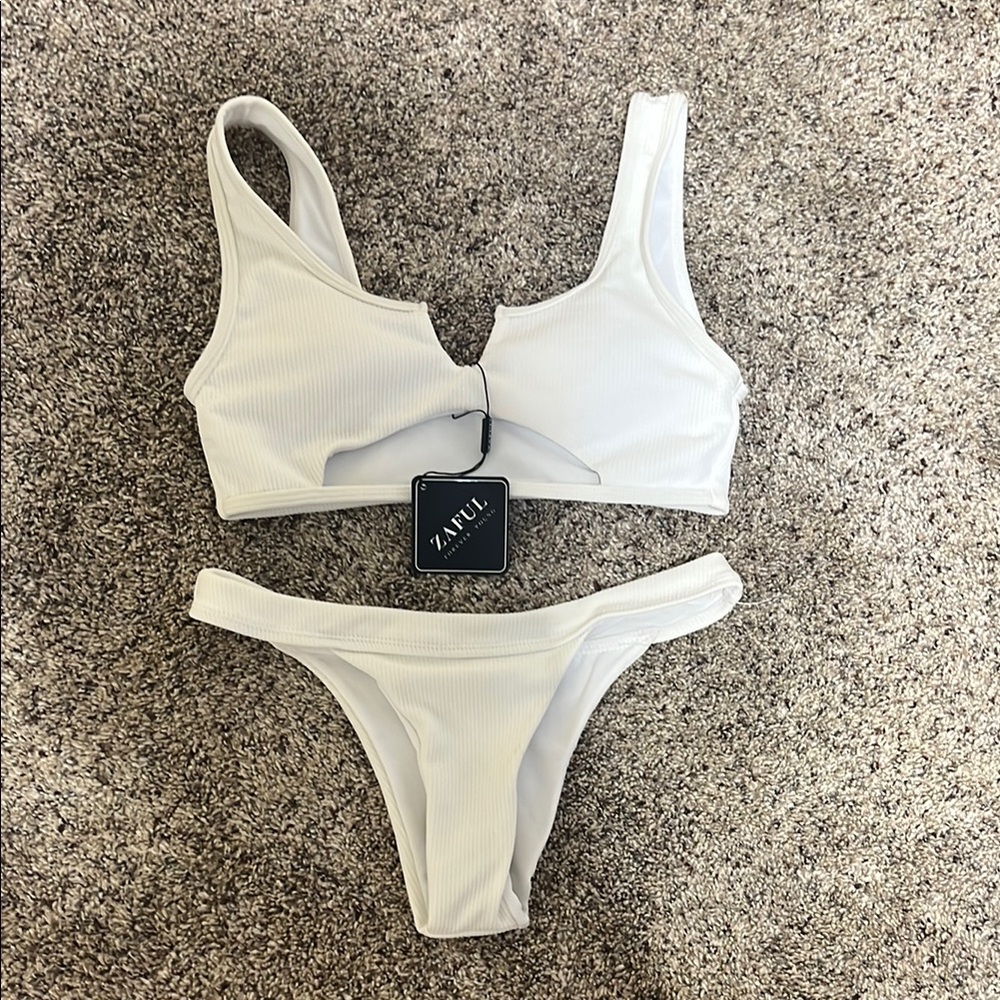 Zaful White Minimalist Bikini Set